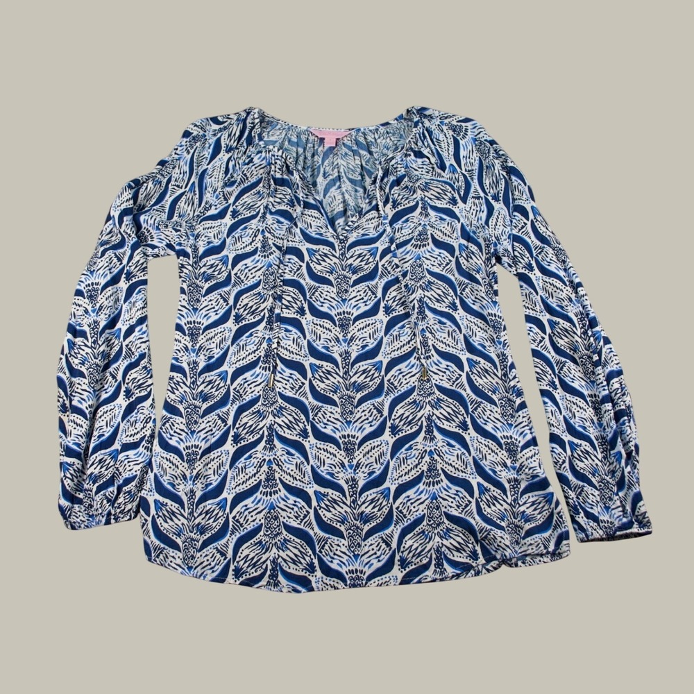 Lilly Pulitzer Willa Tunic Top A Mermaids Tail Rayon Coastal Resort Small